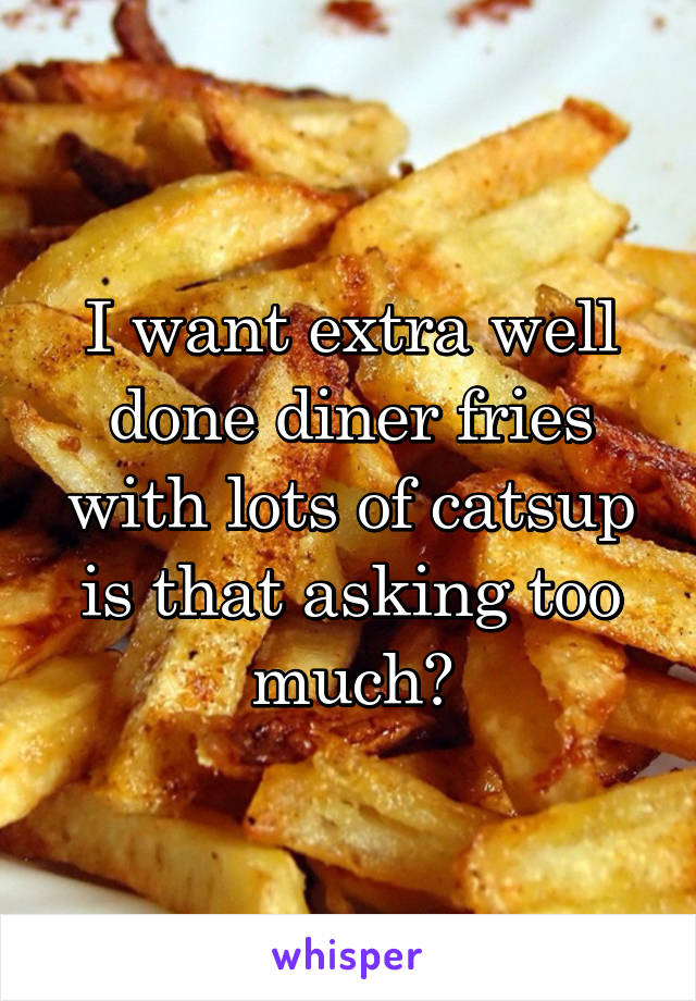 I want extra well done diner fries with lots of catsup is that asking too much?