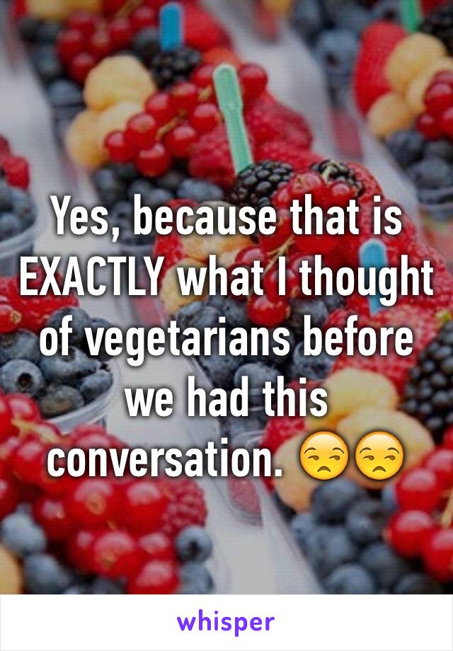 Yes, because that is EXACTLY what I thought of vegetarians before we had this conversation. 😒😒