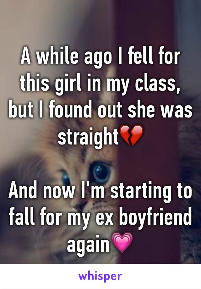 A while ago I fell for this girl in my class, but I found out she was straight💔

And now I'm starting to fall for my ex boyfriend again💗