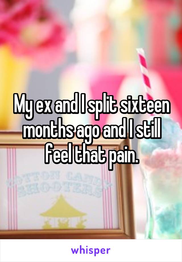 My ex and I split sixteen months ago and I still feel that pain.