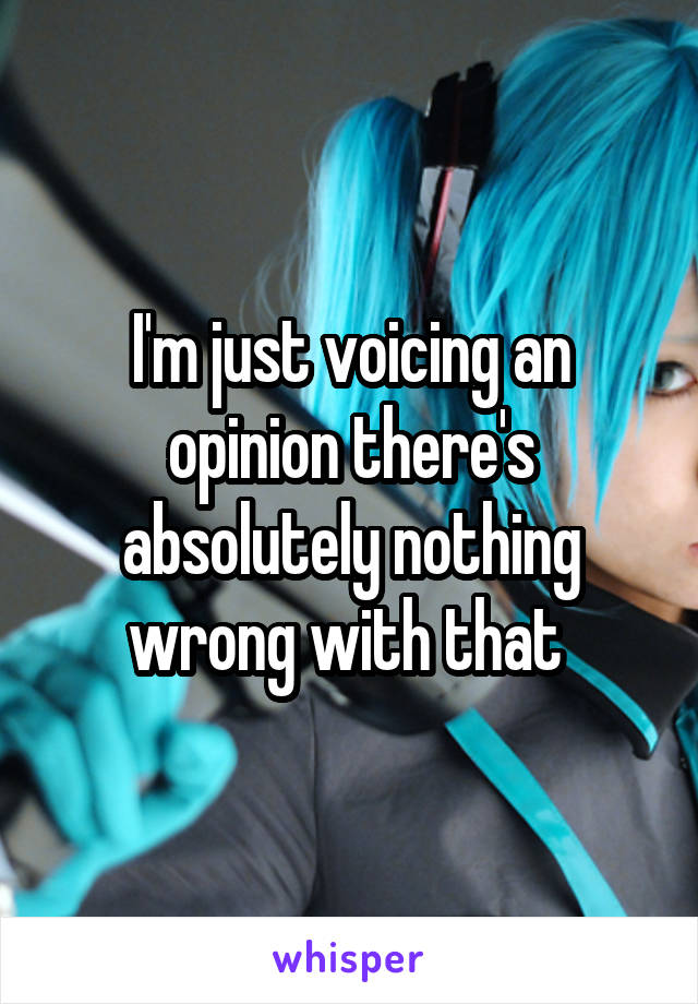 I'm just voicing an opinion there's absolutely nothing wrong with that 