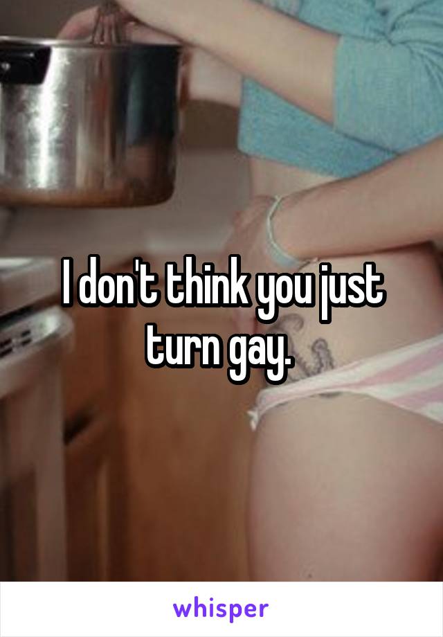 I don't think you just turn gay. 
