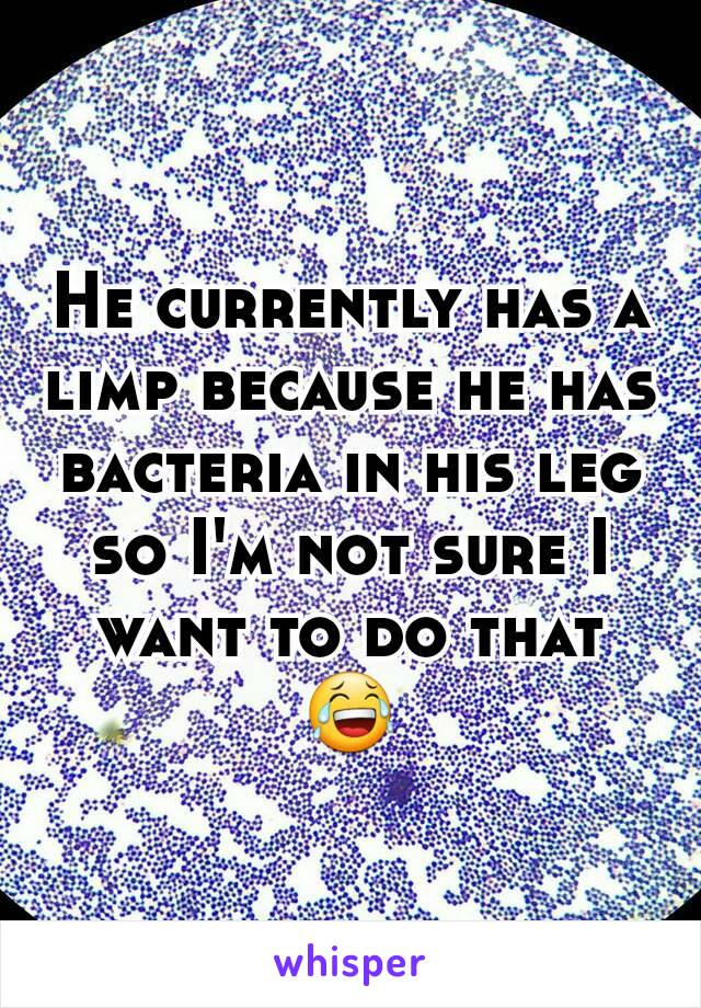 He currently has a limp because he has bacteria in his leg so I'm not sure I want to do that 😂