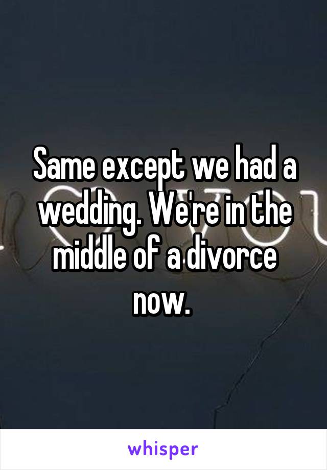 Same except we had a wedding. We're in the middle of a divorce now. 