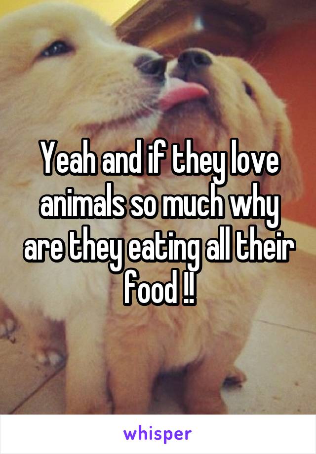 Yeah and if they love animals so much why are they eating all their food !!