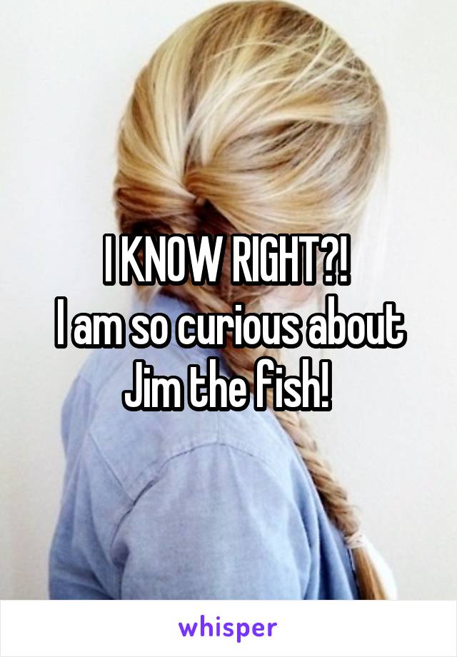 I KNOW RIGHT?! 
I am so curious about Jim the fish! 
