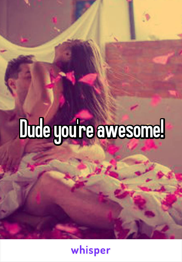 Dude you're awesome!