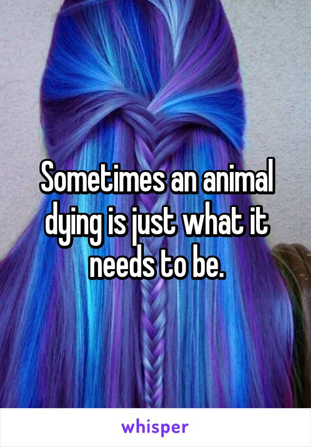 Sometimes an animal dying is just what it needs to be.