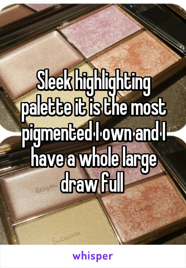 Sleek highlighting palette it is the most pigmented I own and I have a whole large draw full 