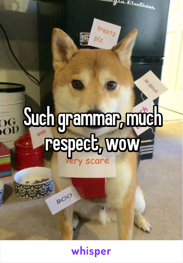 Such grammar, much respect, wow