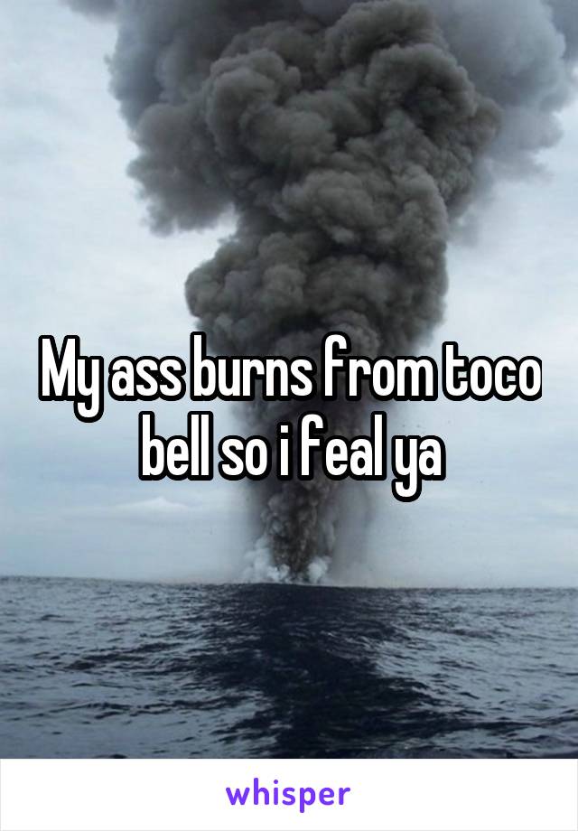 My ass burns from toco bell so i feal ya