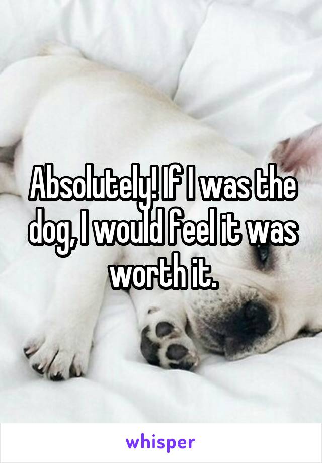 Absolutely! If I was the dog, I would feel it was worth it.