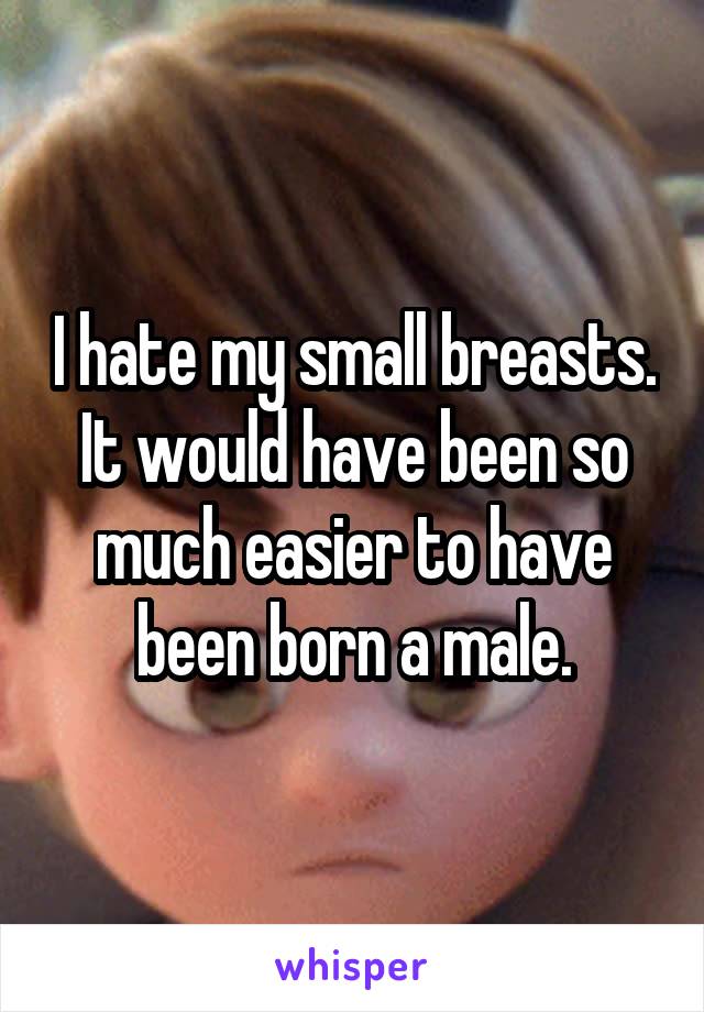 I hate my small breasts. It would have been so much easier to have been born a male.