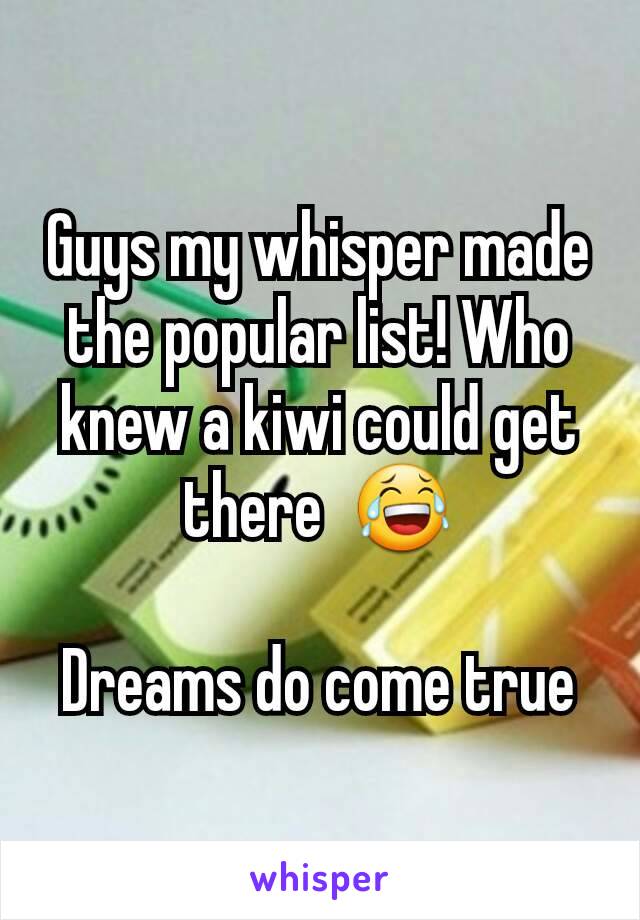 Guys my whisper made the popular list! Who knew a kiwi could get there  😂

Dreams do come true