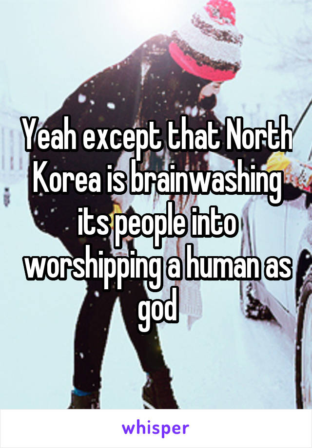 Yeah except that North Korea is brainwashing its people into worshipping a human as god