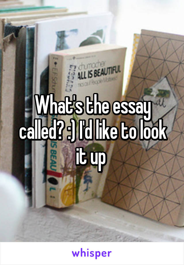 What's the essay called? :) I'd like to look it up 