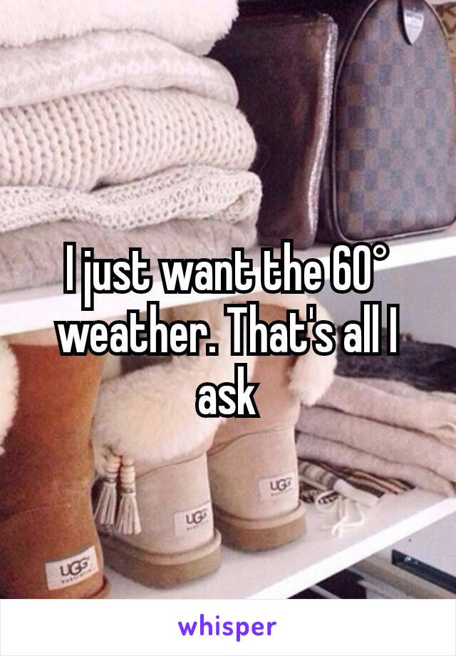 I just want the 60° weather. That's all I ask