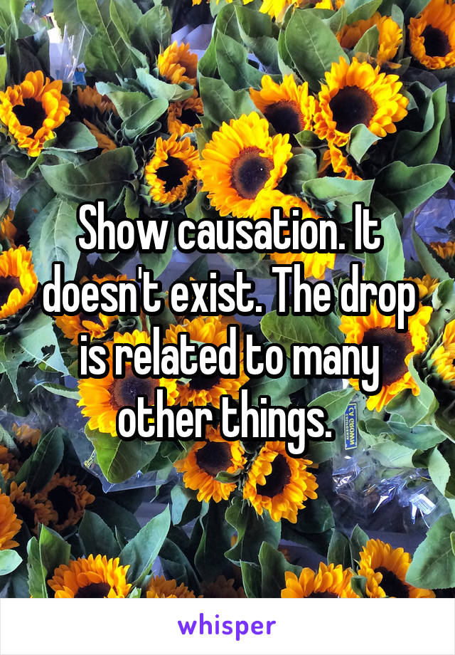 Show causation. It doesn't exist. The drop is related to many other things. 