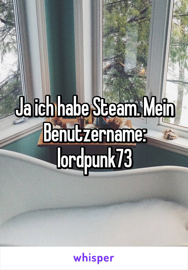 Ja ich habe Steam. Mein Benutzername: lordpunk73