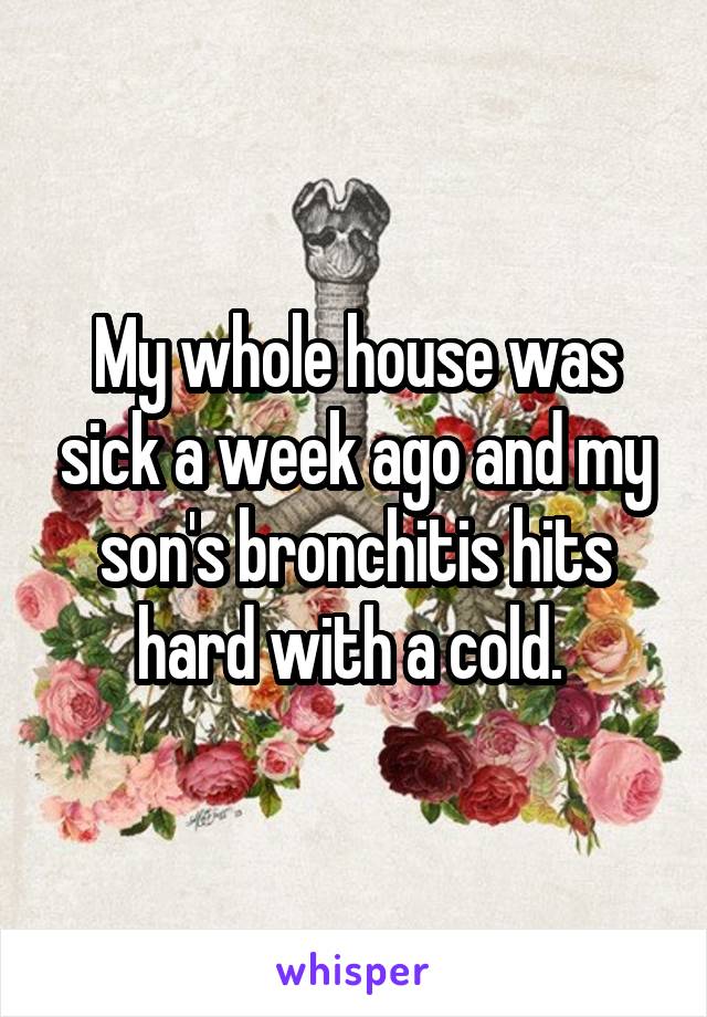 My whole house was sick a week ago and my son's bronchitis hits hard with a cold. 