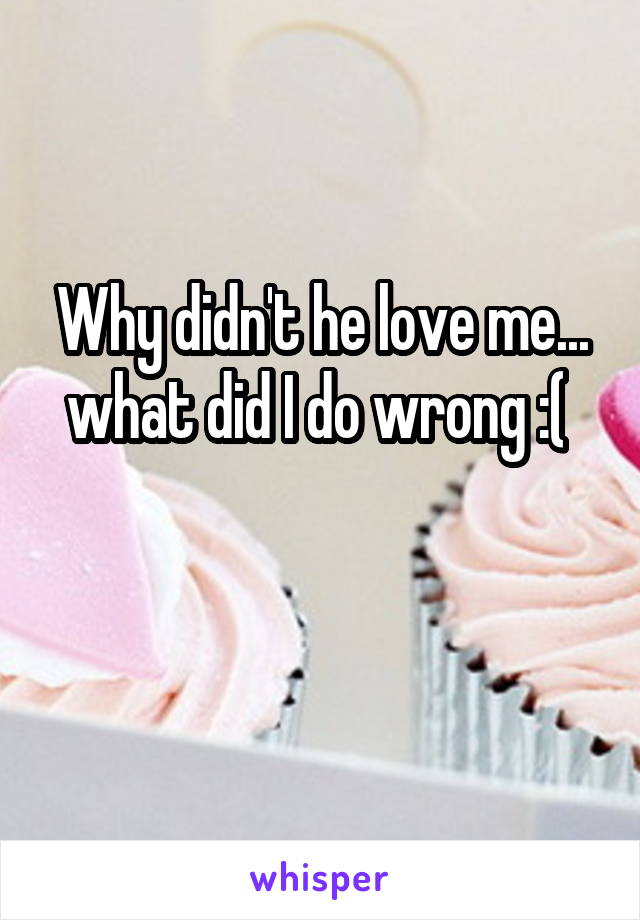 Why didn't he love me... what did I do wrong :( 

