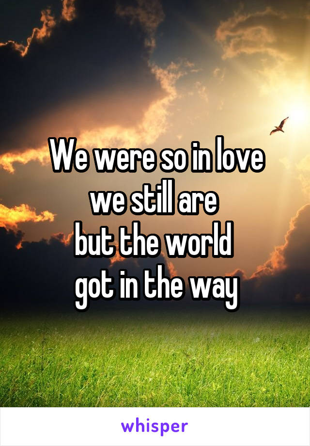 We were so in love
we still are 
but the world 
got in the way