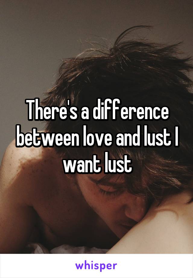 There's a difference between love and lust I want lust