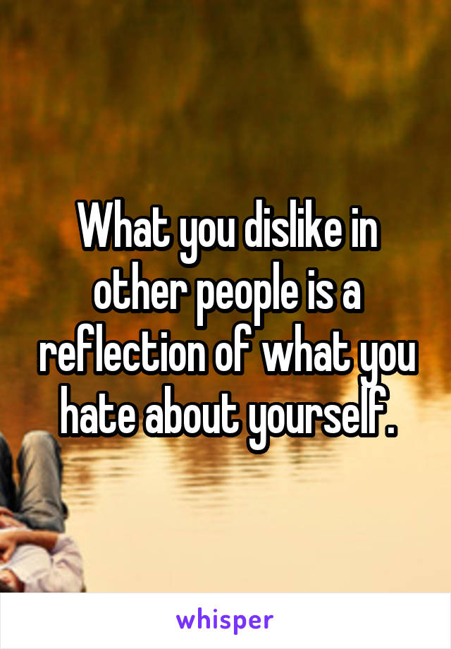 What you dislike in other people is a reflection of what you hate about yourself.