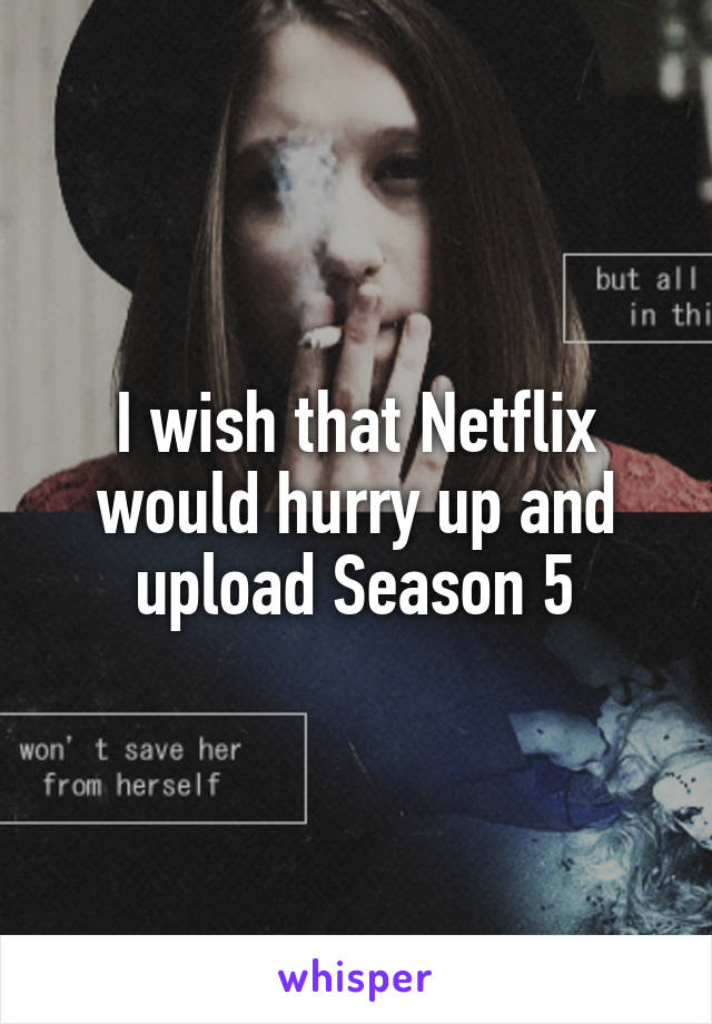 I wish that Netflix would hurry up and upload Season 5