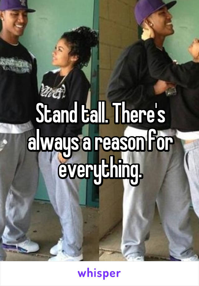 Stand tall. There's always a reason for everything.