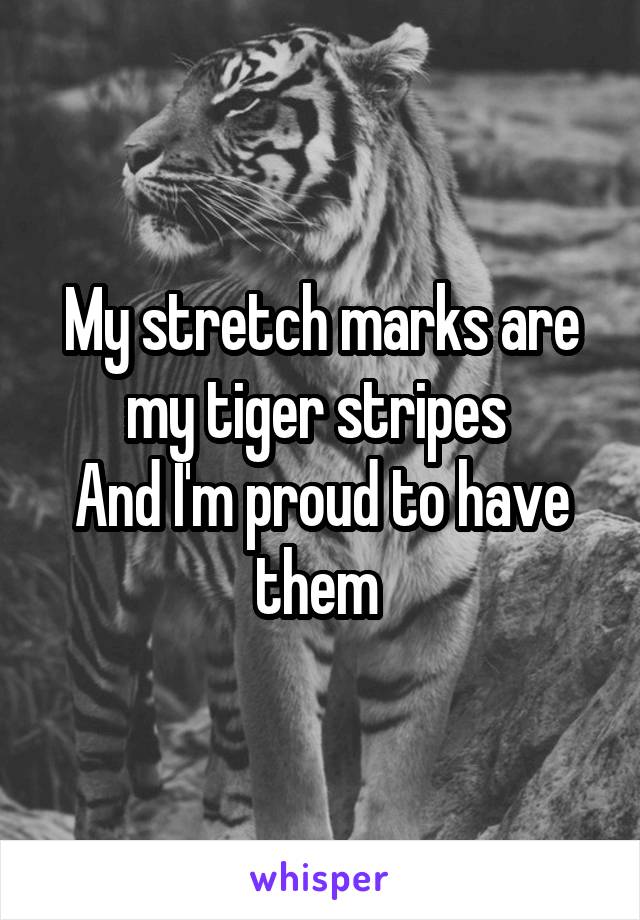 My stretch marks are my tiger stripes 
And I'm proud to have them 