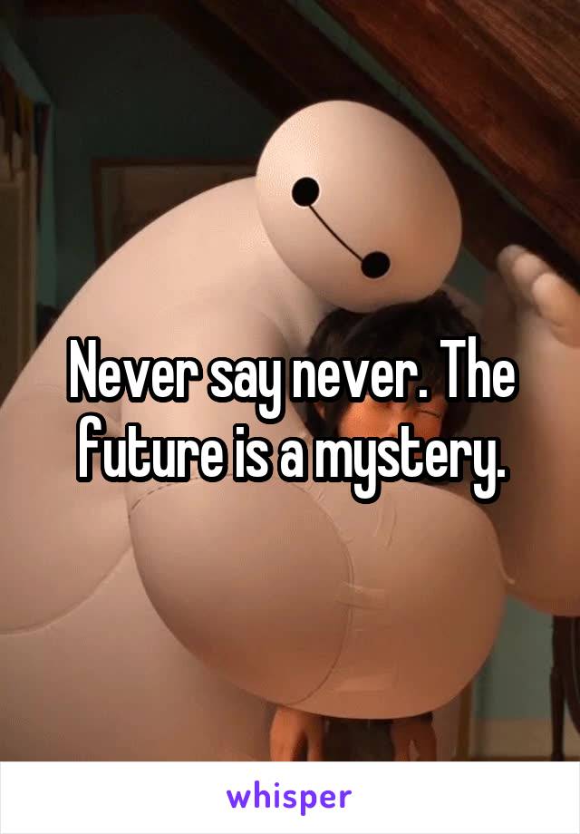 Never say never. The future is a mystery.