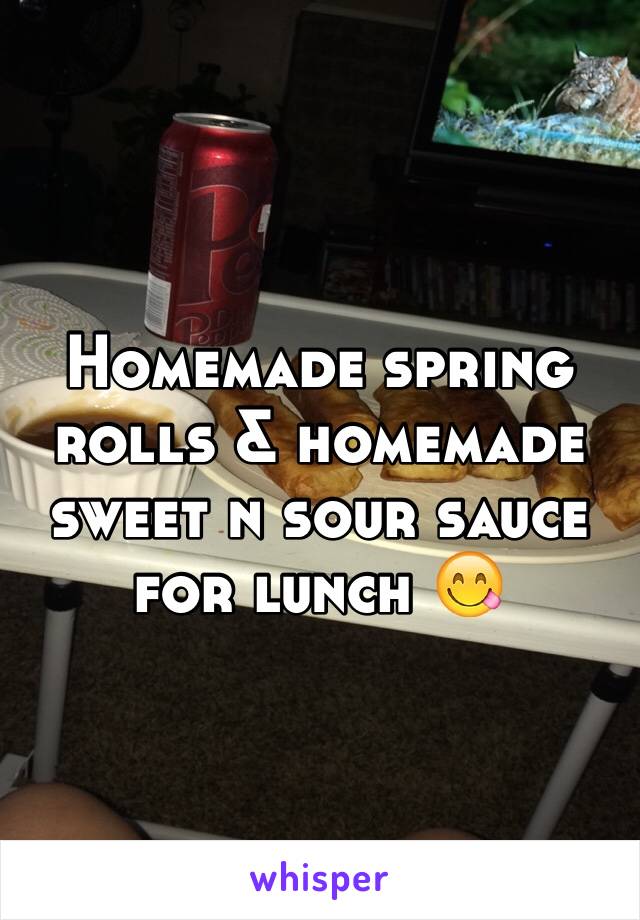 Homemade spring rolls & homemade sweet n sour sauce for lunch 😋