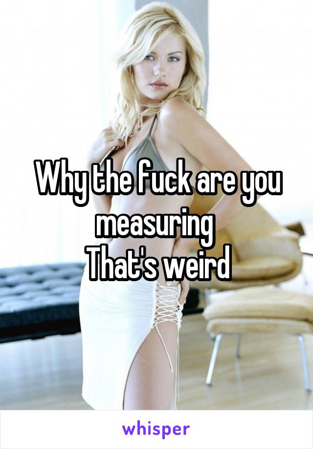 Why the fuck are you measuring 
That's weird