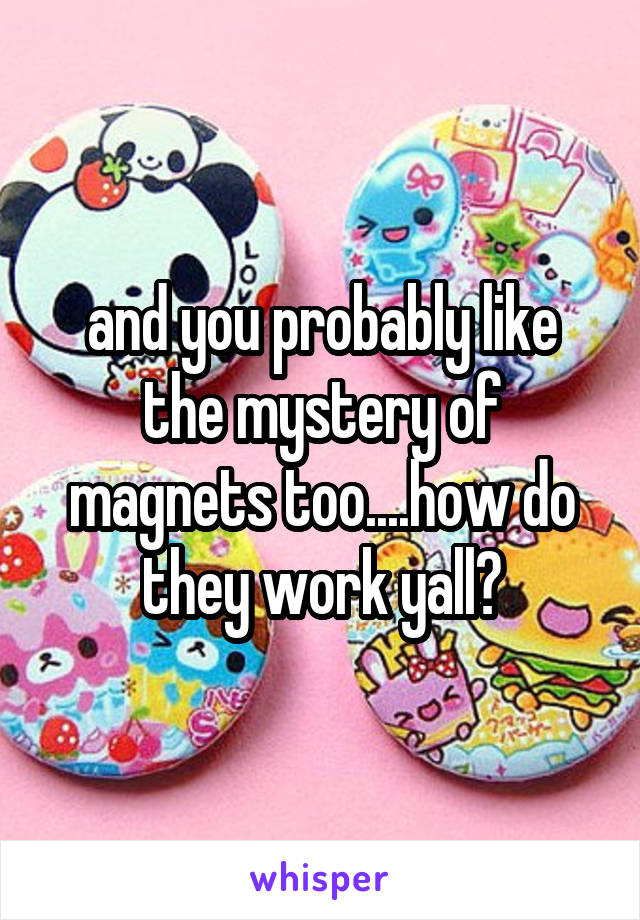 and you probably like the mystery of magnets too....how do they work yall?