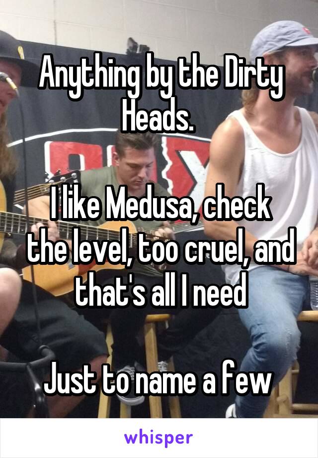 Anything by the Dirty Heads. 

I like Medusa, check the level, too cruel, and that's all I need

Just to name a few 