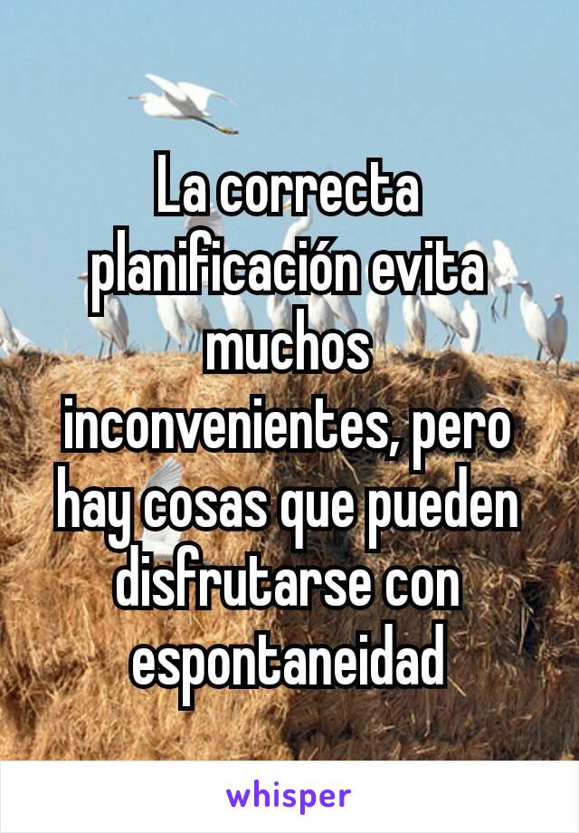 La correcta planificación evita muchos inconvenientes, pero hay cosas que pueden disfrutarse con espontaneidad