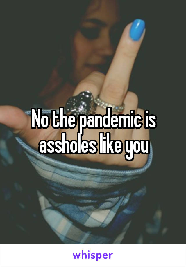 No the pandemic is assholes like you