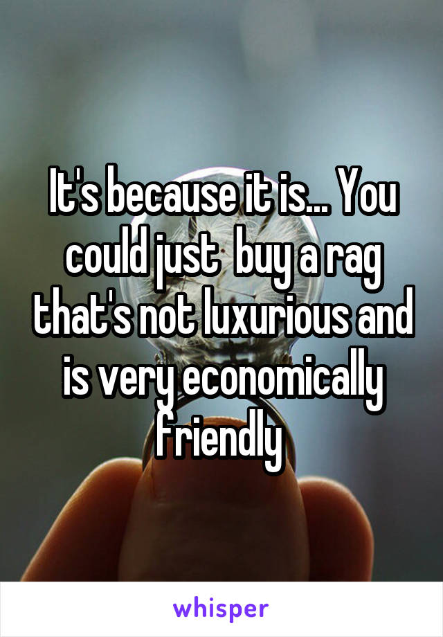 It's because it is... You could just  buy a rag that's not luxurious and is very economically friendly 