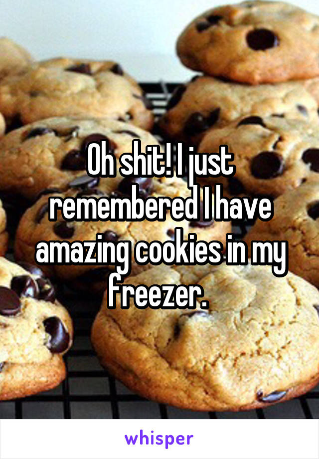 Oh shit! I just remembered I have amazing cookies in my freezer. 