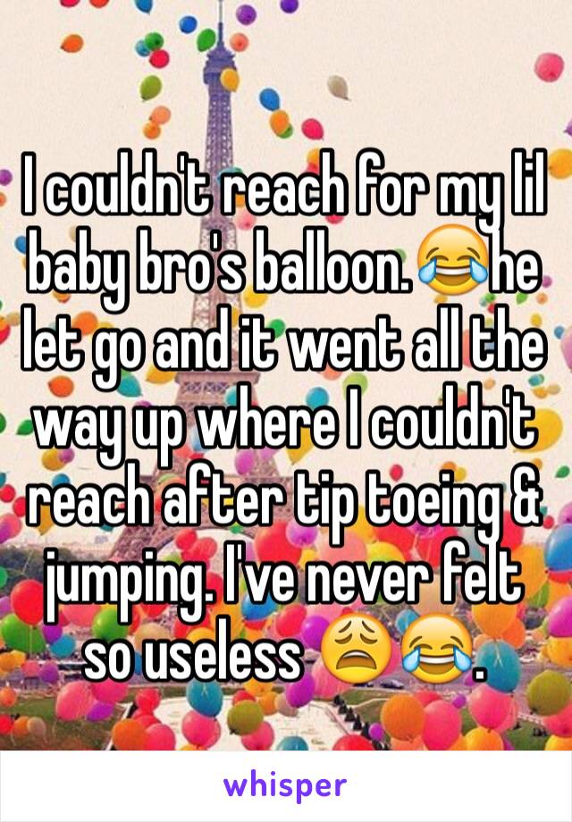 I couldn't reach for my lil baby bro's balloon.😂he let go and it went all the way up where I couldn't reach after tip toeing & jumping. I've never felt so useless 😩😂. 