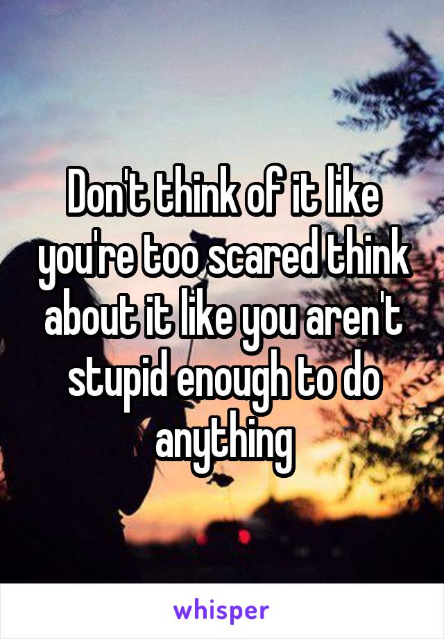 Don't think of it like you're too scared think about it like you aren't stupid enough to do anything