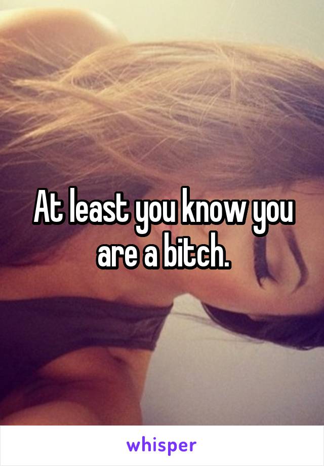 At least you know you are a bitch.