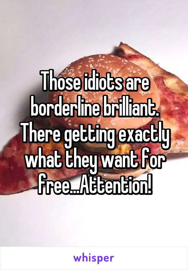 Those idiots are borderline brilliant. There getting exactly what they want for free...Attention!