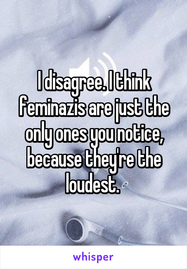I disagree. I think feminazis are just the only ones you notice, because they're the loudest. 