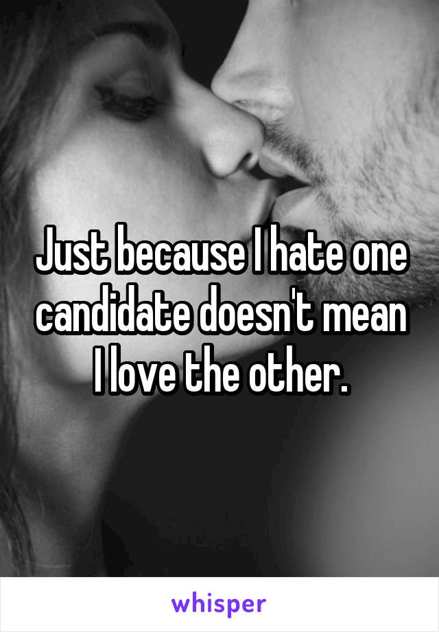Just because I hate one candidate doesn't mean I love the other.
