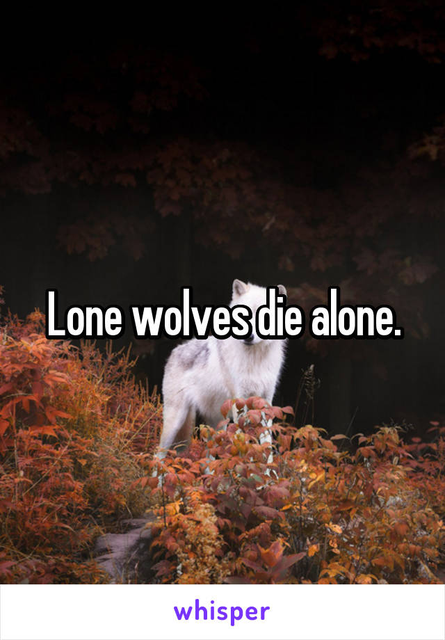 Lone wolves die alone.