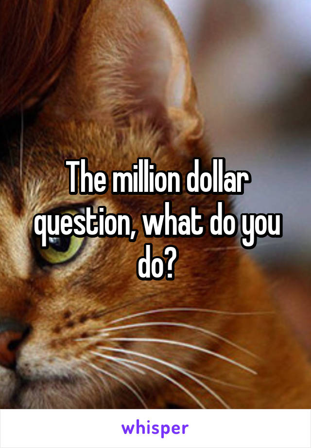 The million dollar question, what do you do?