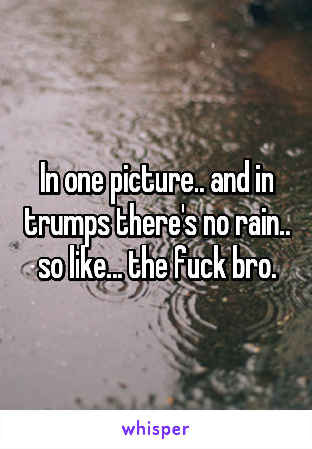 In one picture.. and in trumps there's no rain.. so like... the fuck bro.