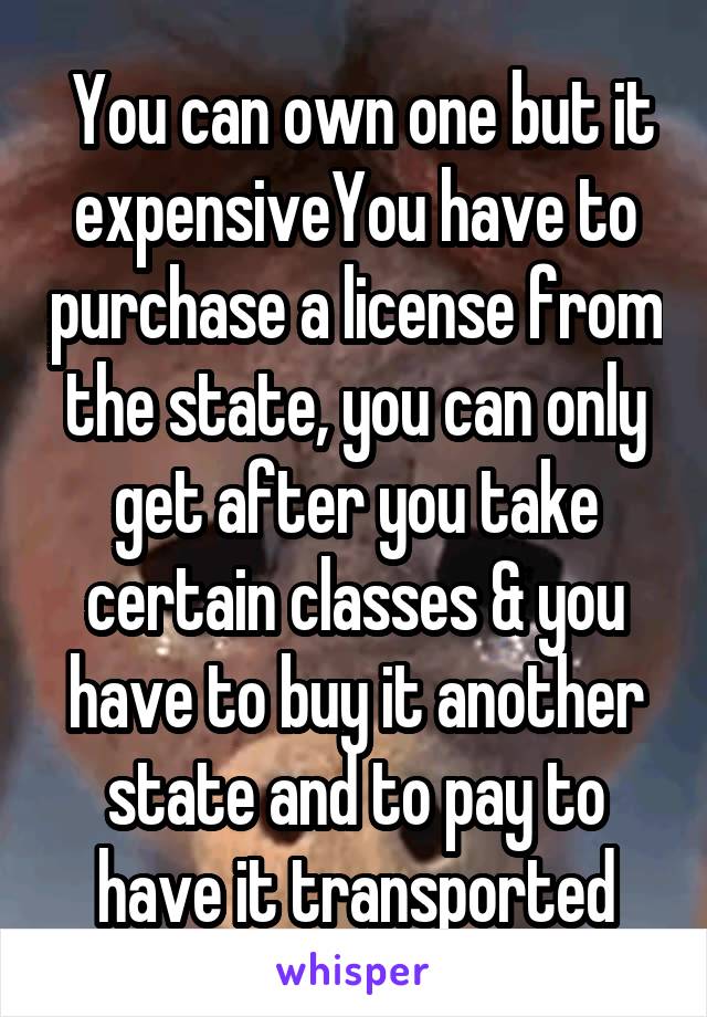  You can own one but it expensiveYou have to purchase a license from the state, you can only get after you take certain classes & you have to buy it another state and to pay to have it transported